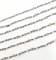 Pink Opal faceted Roundel Wire Wrapped Chain